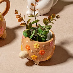 Mini vaso de flores em forma de tartaruga