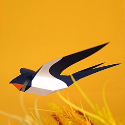Pássaro de papel Plego 3D. Andorinha-das-chaminés 