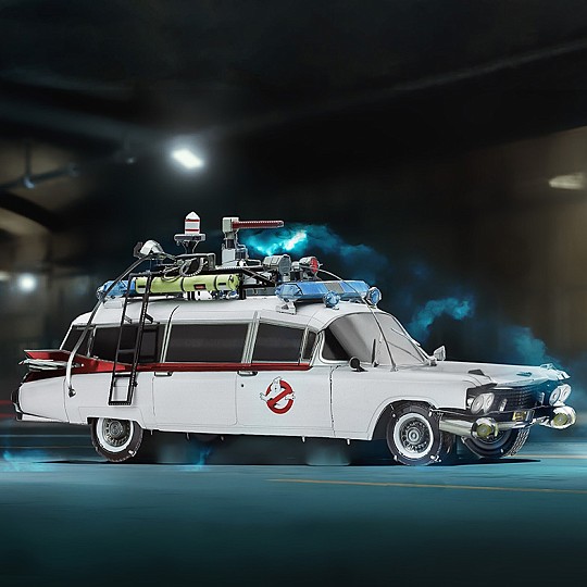 Um kit para construir o ECTO-1, o carro dos Ghostbusters.