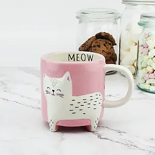 Caneca com relevo de gato