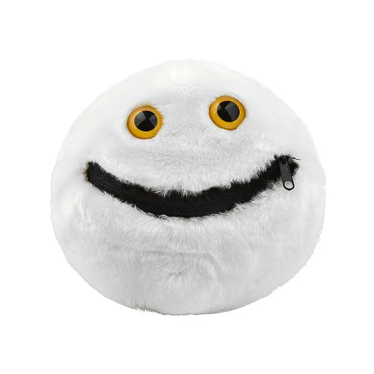 Do fecho de correr sai um peluche branco que representa o cancro curado.