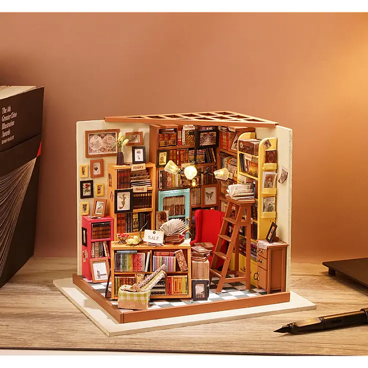 Uma livraria em miniatura para montar sozinho